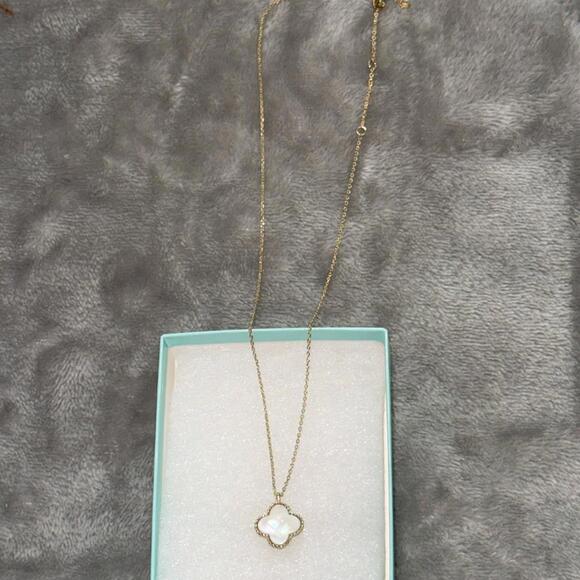 Park Lane Gold-Tone Mother of Pearl Clover Pendant Necklace - Picture 5 of 5